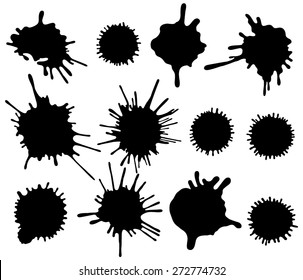 Set of four black ink splash.