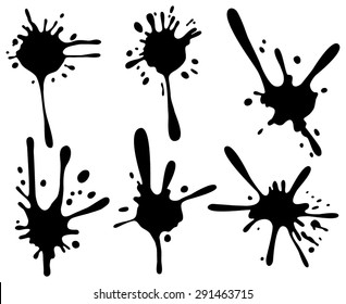 Set of four black ink splash. 