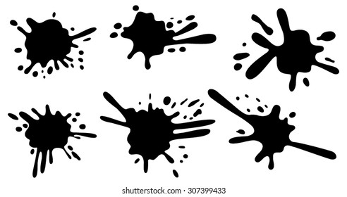 Set of four black ink splash. 