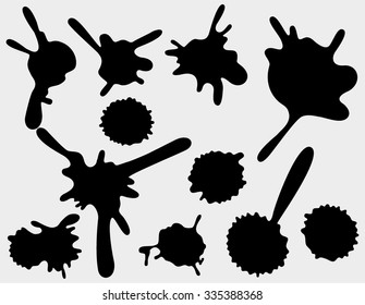 Set of four black ink splash.