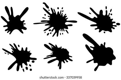 Set of four black ink splash.