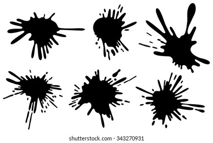 Set of four black ink splash.