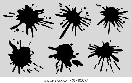 Set of four black ink splash. 
