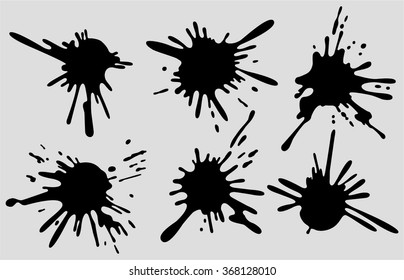 Set of four black ink splash.