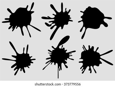 Set of four black ink splash.