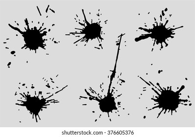 Set of four black ink splash.