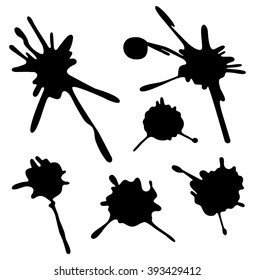 Set of four black ink splash.