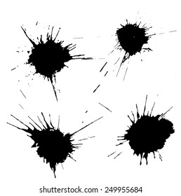 Set of four black ink splashes.