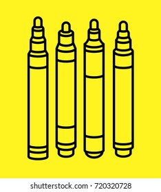 Set of four black outline marker silhouettes