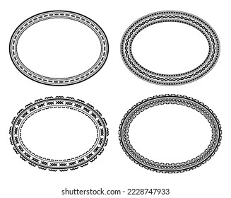 Set mit vier schwarzen ovalen Rahmen für Ihr Design