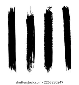 Set Of Four Black Paint Brush Strokes Vectorart