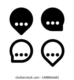 Set of four black speech balloons, two styles, isolated on white background.