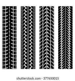 Set of four black tire track silhouettes. eps10
