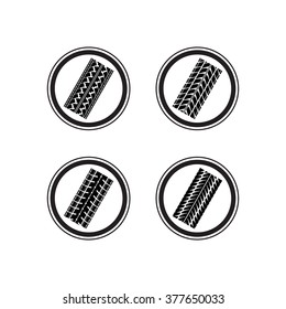 Set of four black tire track samles. eps10