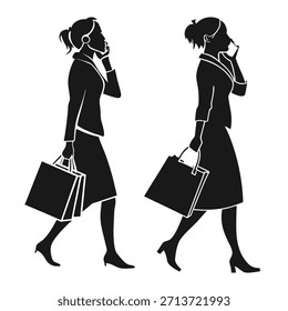 A set of four black and white illustrations showing the profile silhouettes of four different young women or girls with distinct hairstyles and one wearing a cap, all set against a white background.