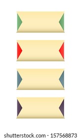 Set of four blank buttons with side arrows / color arrow buttons / The button 