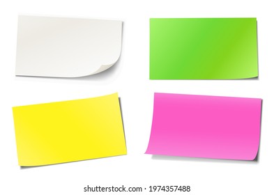 Set of four blank colored sticky notes 