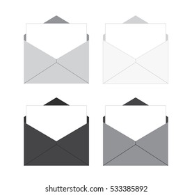 Set of Four Blank Neutral Open Letter Envelopes