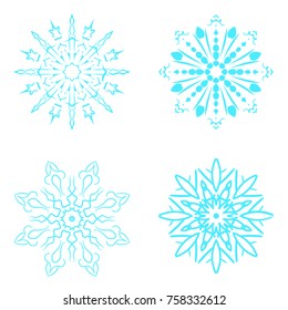 Set four blue snowflakes, vector eps 10