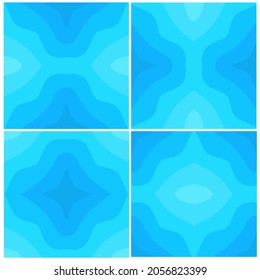Set of four blue wave pattern. Vector abstract illustration. Suitable for background, template, or fashion
