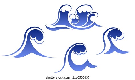 Set of four blue wave symbols for your design 