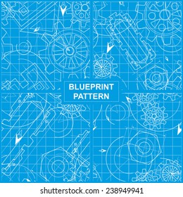 Set of Four Blueprint Patterns with Gears