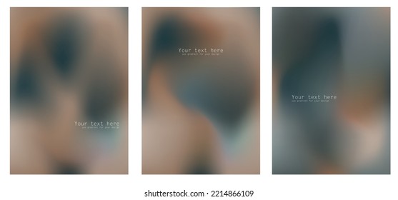 Set of four blurred gradient mesh illustrations with modern abstract unsharp patterns in dark blue and purple colors. Template for advertising brochure, poster, banner, flyer or postcard