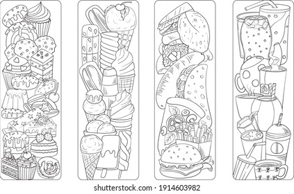 Set Four Bookmarks Black White Doodle Stock Vector (royalty Free 