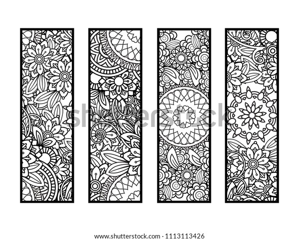 Set Four Bookmarks Black White Doodles Stock Vector (Royalty Free ...