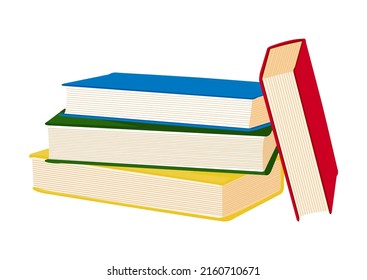 Set of four books isolated on a white background. Vector illustration of different colored books