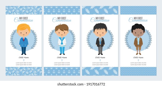 Set of four boy first communion card