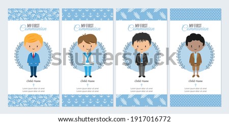 Set of four boy first communion card