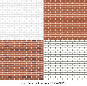 Set of four  brick walls seamless vector texture with rounded corners