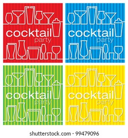 A set of four bright cocktail party cards in vector format.