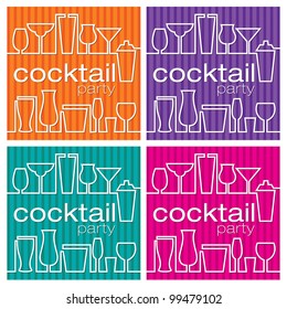 A set of four bright cocktail party cards in vector format.