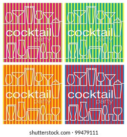 A set of four bright cocktail party cards in vector format.