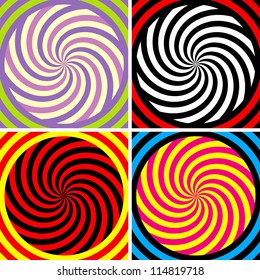 Set of four bright hypnotic Poster