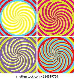Set of four bright hypnotic Poster
