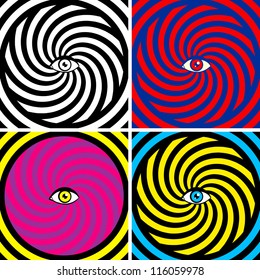 Set of four bright hypnotic Poster