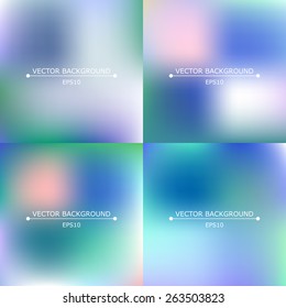 Set of Four Bright Multicolored Blurry Backgrounds