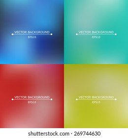 Set of four bright multicolored blurry backgrounds