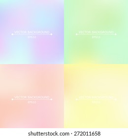 Set of four bright multicolored blurry backgrounds