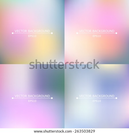 Set of Four Bright Multicolored Blurry Backgrounds