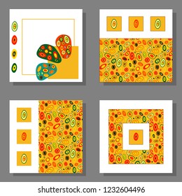 Set of four bright vector square cards.