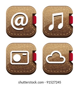 Set of four brown folder icons