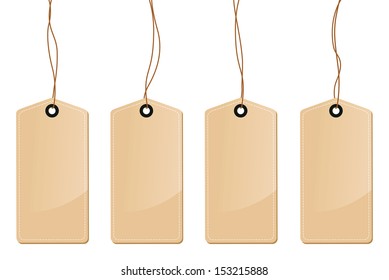 a set of four brown tag labels