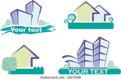 Set of four building icons