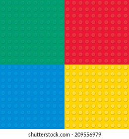 Set of four Building toy bricks. Seamless pattern.