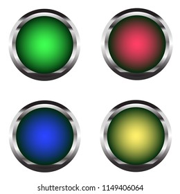Set of four buttons with a metal base.