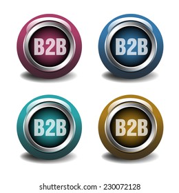 Set of four buttons with the text B2B written on each button